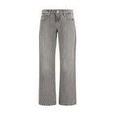 7FOR Gray Cotton Straight-Leg Jeans - Jeans