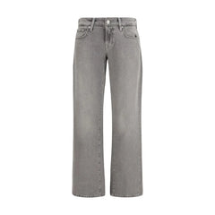 7FOR Gray Cotton Straight-Leg Jeans - Jeans
