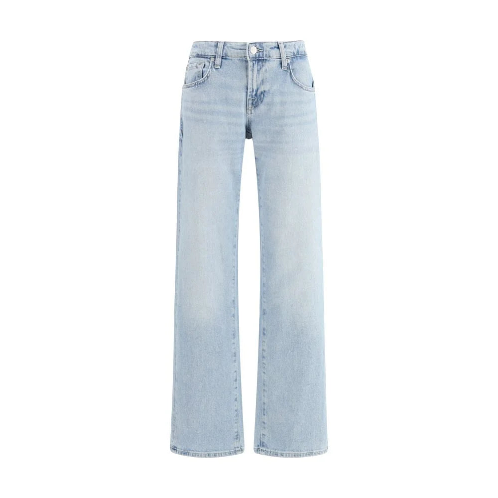 7FOR Light Blue Cotton Straight-Leg Jeans