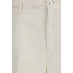 7FOR White Cotton Casual Pants