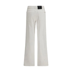 7FOR White Cotton Straight-Leg Jeans