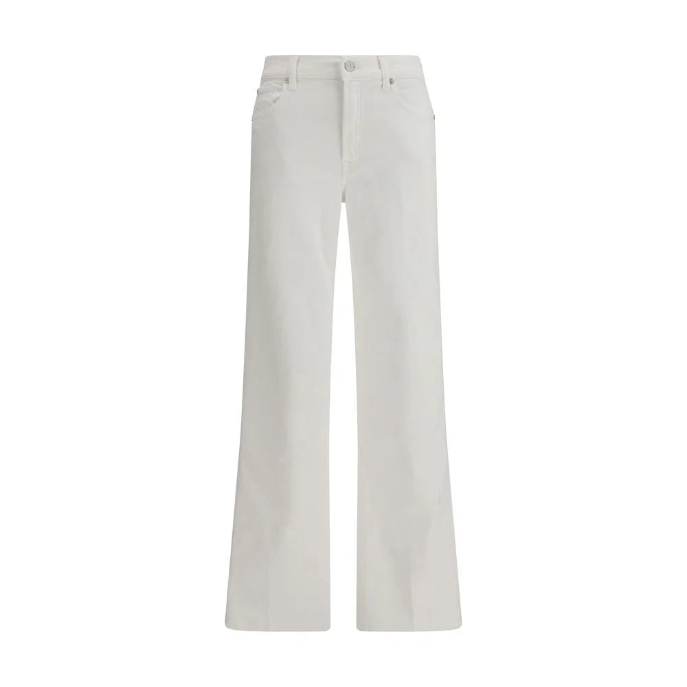 7FOR White Cotton Straight-Leg Jeans