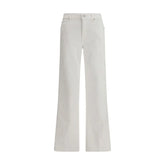 7FOR White Cotton Straight-Leg Jeans