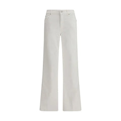 7FOR White Cotton Straight-Leg Jeans