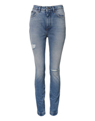 Dolce & Gabbana Blue Washed Skinny High Waist Denim Jeans