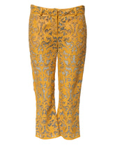 Dolce & Gabbana gelbe Caprihose mit Blumenmuster und mittelhohem Bund