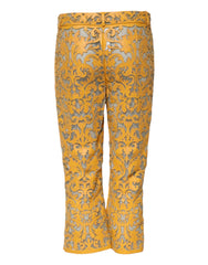 Dolce & Gabbana gelbe Caprihose mit Blumenmuster und mittelhohem Bund