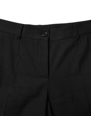 Dolce & Gabbana Schwarze Wollhose mit hohem Bund und schmal zulaufendem Bein