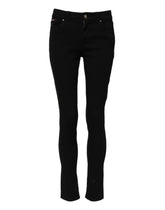 Jean skinny en coton noir Dolce & Gabbana taille mi-haute