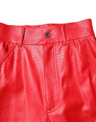 Dolce & Gabbana Rote Viskose-Hose mit hohem Bund und schmal zulaufendem Bein