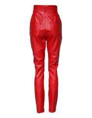 Dolce & Gabbana Rote Viskose-Hose mit hohem Bund und schmal zulaufendem Bein