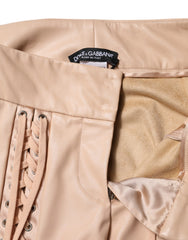 Dolce & Gabbana Beige Skinny-Hose mit Spitzendetails, mittelhoher Bund