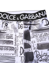 Dolce & Gabbana Weiße Leggings mit Grafikmuster, hochgeschnitten, eng anliegend