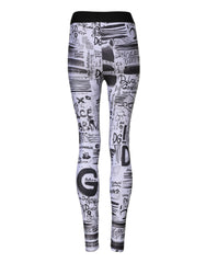 Dolce & Gabbana Weiße Leggings mit Grafikmuster, hochgeschnitten, eng anliegend