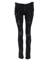 Jean skinny en coton noir déchiré Dolce & Gabbana