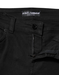 Jean skinny en coton noir Dolce & Gabbana taille mi-haute