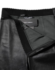 Dolce & Gabbana Schwarze Lederhose mit elastischem Bund
