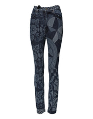 Dolce & Gabbana Jeans aus blauem Baumwoll-Skinny-Jeans mit Grafikprint