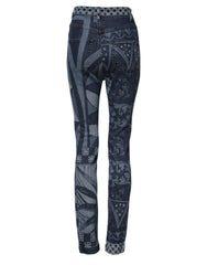 Dolce & Gabbana Jeans aus blauem Baumwoll-Skinny-Jeans mit Grafikprint