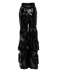 Dolce & Gabbana Schwarze Cargohose mit hohem Bund und Bootcut-Schnitt