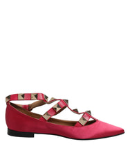 Ballerines Prosperine rouges à bout pointu et cloutées or