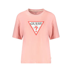 Guess Jeans Damen-T-Shirt aus rosa Baumwolle