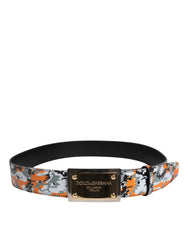 Ceinture Dolce & Gabbana multicolore camouflage avec boucle logo en métal