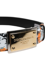Ceinture Dolce & Gabbana multicolore camouflage avec boucle logo en métal