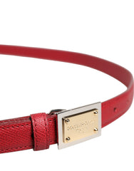 Dolce & Gabbana Ceinture Cintura en cuir rouge avec boucle carrée en métal