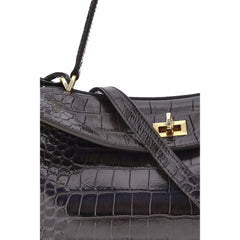 Sac bandoulière Balenciaga Rodeo en cuir imprimé crocodile