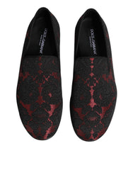 Mocassins Dolce & Gabbana rouges et noirs jacquard à enfiler pour hommes