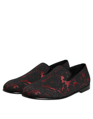 Mocassins Dolce & Gabbana rouges et noirs jacquard à enfiler pour hommes