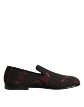 Mocassins Dolce & Gabbana rouges et noirs jacquard à enfiler pour hommes
