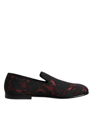 Mocassins Dolce & Gabbana rouges et noirs jacquard à enfiler pour hommes