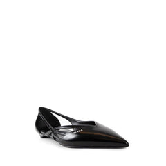 Prada Ballerinas aus gebürstetem Leder mit Cut-Outs