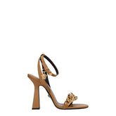 Versace Brown Leather Stiletto Heels Sandals