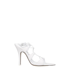 The Attico White Leather Stiletto Heels Sandals