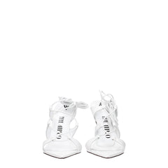 The Attico White Leather Stiletto Heels Sandals