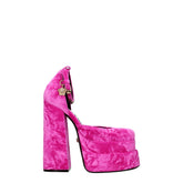 Versace Pink Velvet Platforms