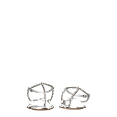 Miu Miu Gray Leather Flip-Flop Sandals