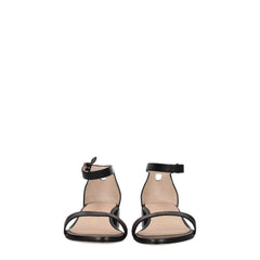 Stuart Weitzman Black Leather Flat Sandals