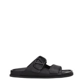 Valentino Garavani Black Leather Slippers Sandals
