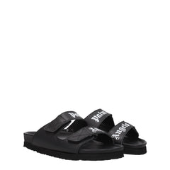Palm Angels Black Leather Flat Sandals