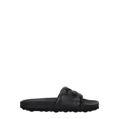 Off-White Black Leather Slippers Sandals