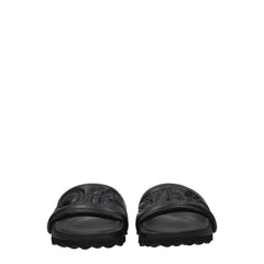 Off-White Black Leather Slippers Sandals