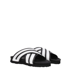 Palm Angels White Leather Slippers Sandals