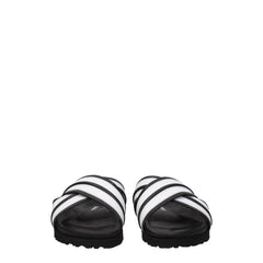 Palm Angels White Leather Slippers Sandals