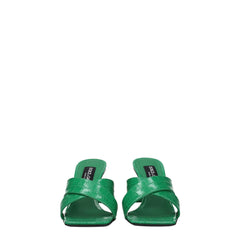 Dolce & Gabbana Green Leather Flat Sandals