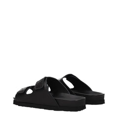 Palm Angels Black Leather Slippers Sandals