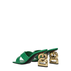 Dolce & Gabbana Grüne Ledersandalen mit flacher Sohle